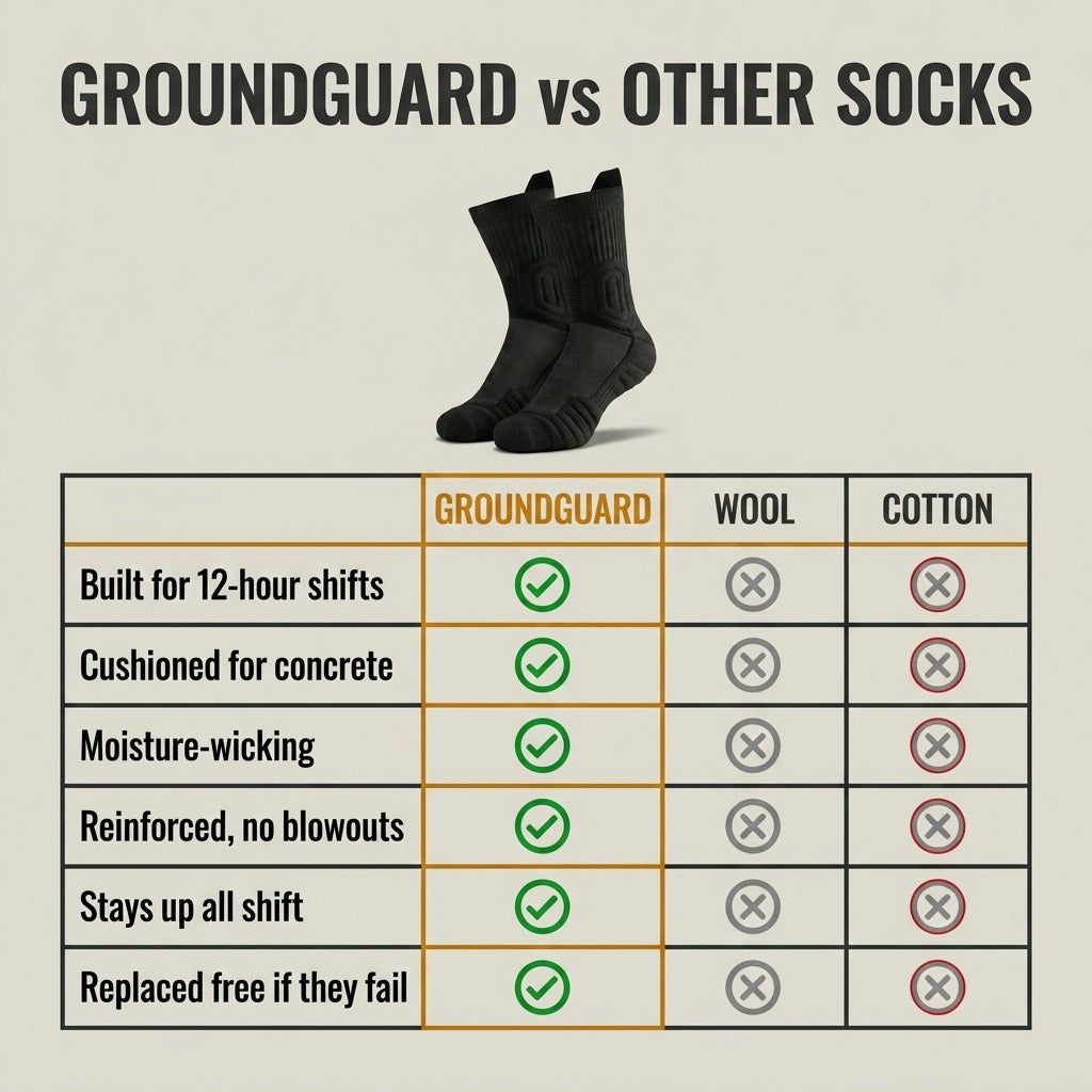GroundGuard vs wool vs cotton comparison