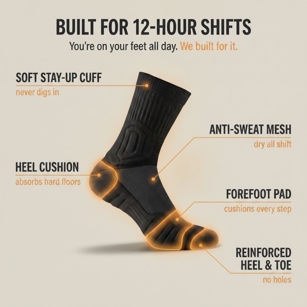 GroundGuard cushion zones — heel cushion, forefoot pad, arch-lock band, reinforced toe