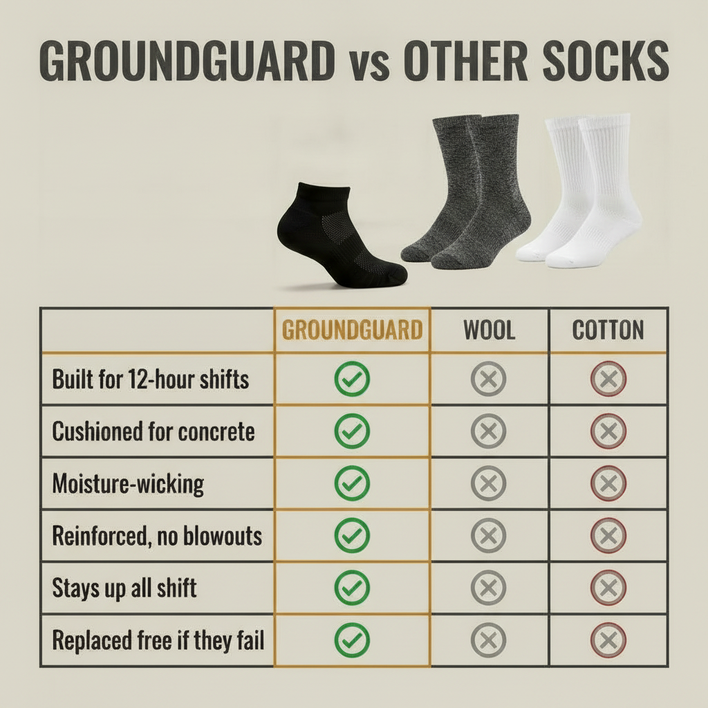 GroundGuard low-cut vs wool vs cotton comparison