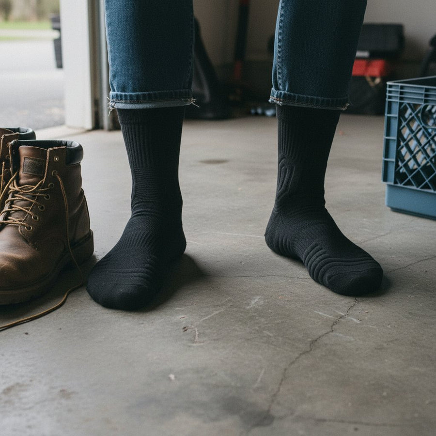 Boots off at the end of a shift